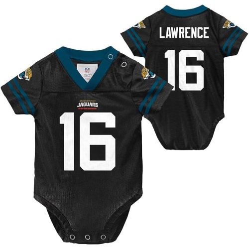 Trevor Lawrence Jacksonville Jaguars Black #16 NFL Newborn Infants Team Color Home Creeper Bodysuit Player Jersey