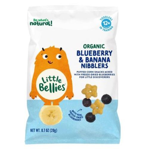 Little Bellies Organic Blueberry & Banana Nibblers Toddler Snacks - 0.7oz: 1st Stage, Ready to Eat, Bag