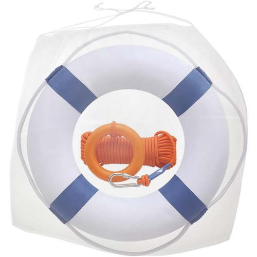 20 Inch Lifebuoy Ring with 98.4 FT Floating Rescue Rope - Emergency Flotation Device for Boating, Pool & Outdoor Water Safety, Heavy-Duty Foam Buoy & Perimeter Line Lifeguard Kit