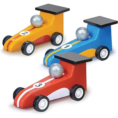 Mentari Toys - Pullback Racers - 3pc Colorful Wooden Racing Cars - Speedy Racers for Action-Packed Imaginative Play - Gift for Boys and Girls - Develop Motor Skills and Coordination - Age 3+