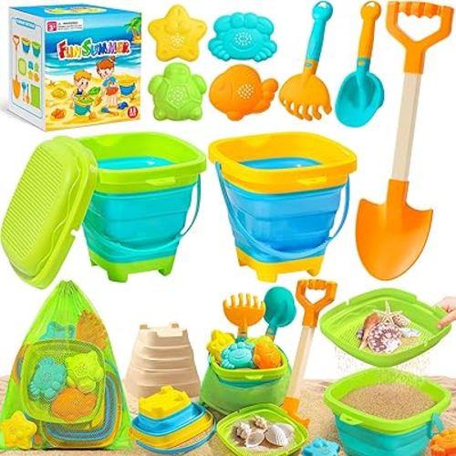 Collapsible Beach Sand Toys for Kids Toddlers, Collapsible Sand Bucket