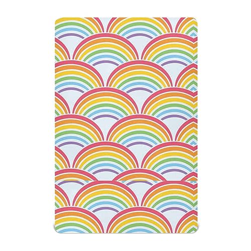 Fitted Crib Sheets Colorful Rainbow Stretchy Portable Playard Sheets for Baby Toddler, Breathable Soft Mini Crib Mattress 39 x 27 in for Boys and Girls