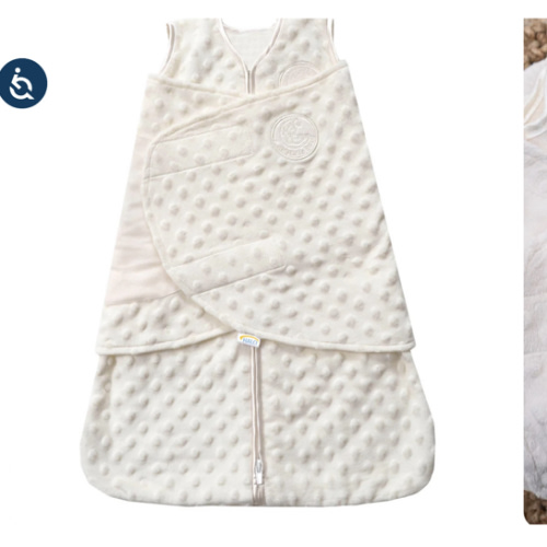 Cream Plushy Dot Velboa Swaddle - small | HALO