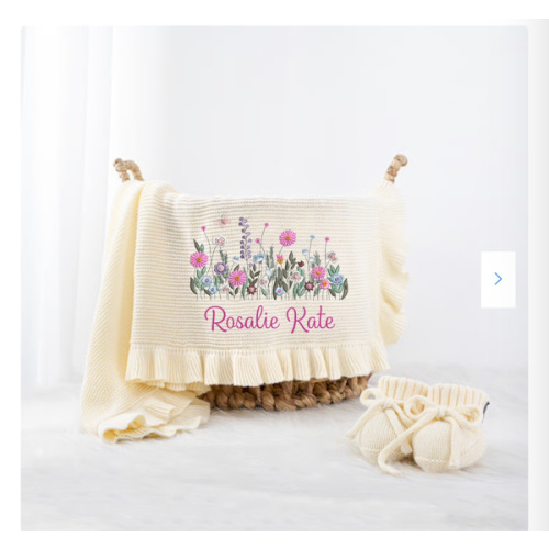 Personalized Wildflower Knit Baby Blanket