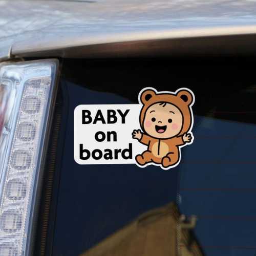 Cute "baby on Board" Car Sticker – Cartoon Bear Baby Bumper Decal, Vinyl Sticker for Cars, Baby Girl or Boy on Board Sign - Etsy