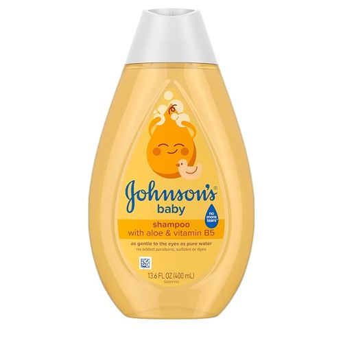 Johnson's Baby Shampoo with Aloe Vera & Vitamin B5, Tear Free, Newborn Essentials, No added Parabens & Sulfates, Hypoallergenic, 13.6 fl. oz