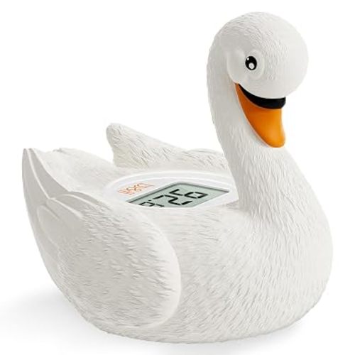 b&h Baby Bath Thermometer, Swan Digital Infant Bathtub Thermometer | Reliable Temperature Readings, Easy to Read Screen, Waterproof, Instant Digital Room Temperature, Safe Floats in Water Toy