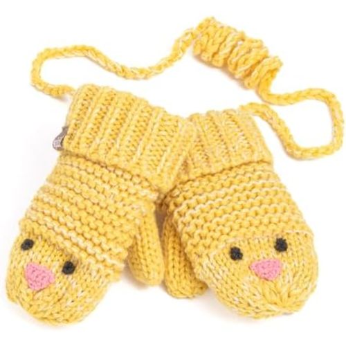 Knit Baby Chick Mittens with Cord-For Kids, Toddlers Age 1-6 Years, Cute Design, Premium Quality, Fleece-Lined & Warm