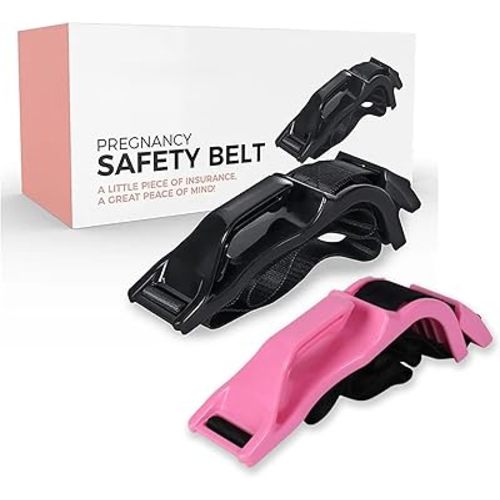 Mimibelt Car Seat Belt Covers for More Comfort, Compatible with All Cars and Backpacks (Pink+Black)