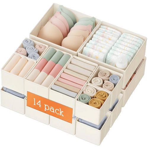 Amazon.com: Criusia Drawer Organizer Clothes, 14 Pack Dresser Organizer for Baby Clothes, Underwear, Sock- Foldable Closet Organization and Storage Dividers Bins for Nursery, Bedroom and Dorm (Beige)