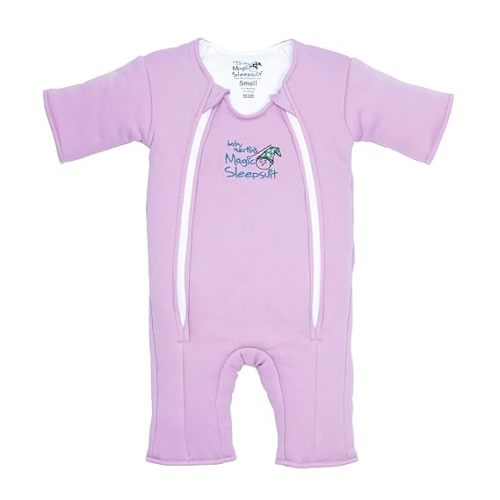 Magic Sleepsuit Baby Merlin's Cotton Baby Swaddle Transition Product - Soft and Cozy Design, Double Zipper for Easy Diaper Changes, Promotes Safe Sleep, 3-6 Months - Lavender - Small 12-18lbs