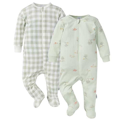 Gerber baby-girls Baby Unisex 2-pack 2-way Zip Textured Sleep 'N Play