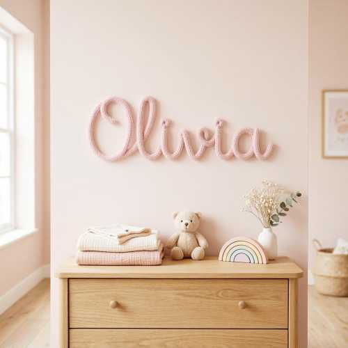 Custom Knitted Wire Name Sign, Knitted Wool and Wire Name Sign, Baby Nursery Decor, Personalized Kids Bedroom Sign