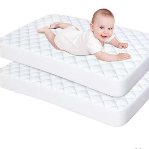Bassinet Mattress Pad Cover Fit for Baby Delight/Mika Micky/Dream On Me Lotus/ANGELBLISS/KoolerThings (3 in 1) Bedside Sleeper, Waterproof Bassinet Mattress Protector Quilted Bassinet Sheets 2 Pack