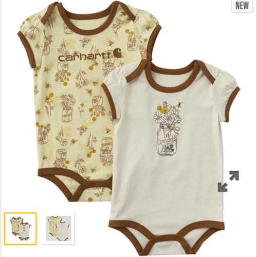 Girls' 2-Piece Short Sleeve Bee Print Bodysuit Set (Baby) | Spring Layering | Carhartt