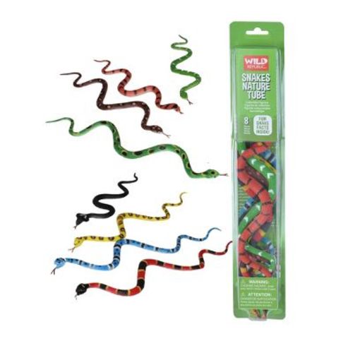 Wild Republic Snakes Nature Tube, Fake Snake, Kid Gifts, Reptile Party Supplies, 8 Piece Set