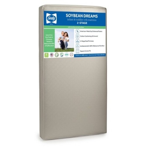 Sealy Soybean Dreams Antibacterial 2-Stage Crib and Toddler Mattress