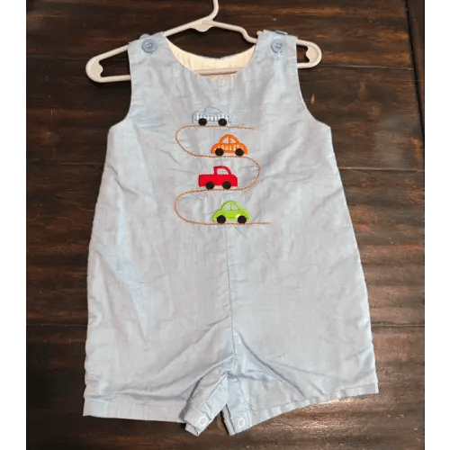 Lil Cactus Boys Embroidered Cars Shorts Romper