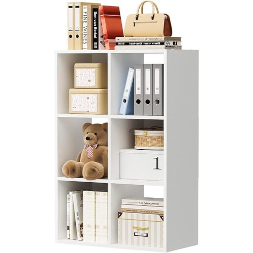 COMHOMA 6 Wood Cube Storage Organizer with Open Back and Removable Back Panels, 11In White Cube Storage Bookshelf, Cubicle Shelf Bookcase for Home Office Bedroom Living Room, Vertical or Horizontal