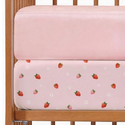 CGK Linens Microfiber Baby Crib Sheets – Soft, Breathable Fitted Crib Sheets, Oeko-Tex Certified in Strawberries, Size Standard