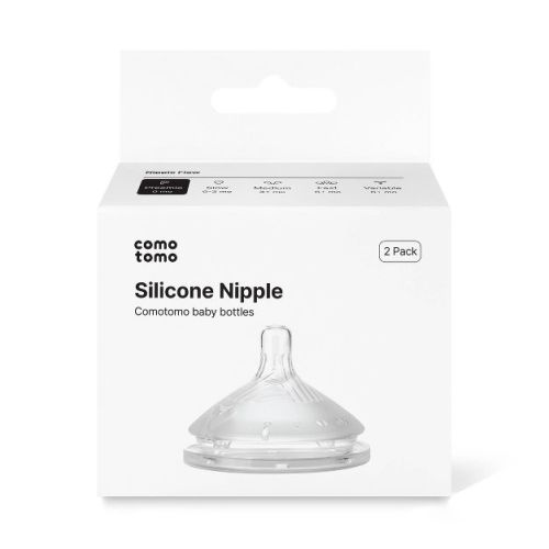 Comotomo Silicone Replacement Bottle Nipples Gen 2 - 2pk - Level 0 - Newborn/Preemie Slowest Flow
