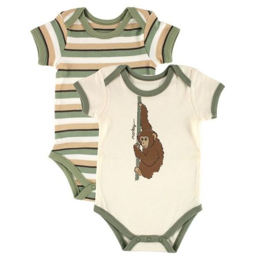 Touched by Nature Baby Boy Organic Cotton Bodysuits, Green, Size: 6-9 months