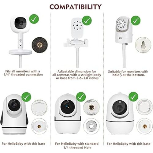 Baby Monitor Floor Stand Compatible with HelloBaby, Nanit Pro, Infant Optics, Babysense, Owlet, Baby, Bonoch, Adjustable Height from 37.4-69, Universal Baby Camera Stand Mount, Safety for Nursery