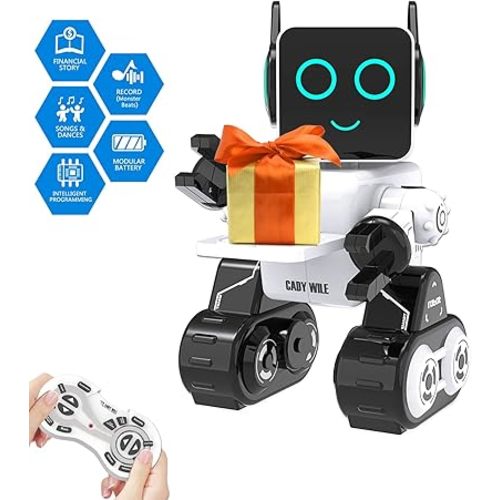 OKK Robot Toy for Kids, Smart RC Robots for Kids with Touch and Sound Control Robotics Intelligent Programmable, Robot Toy with Walking Dancing Singing Talking Transfering Items for Boys Girls (White)