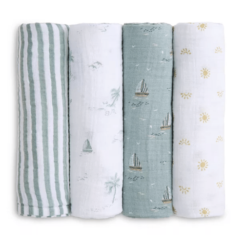 Cotton Muslin Swaddle Blankets, 4 Pack