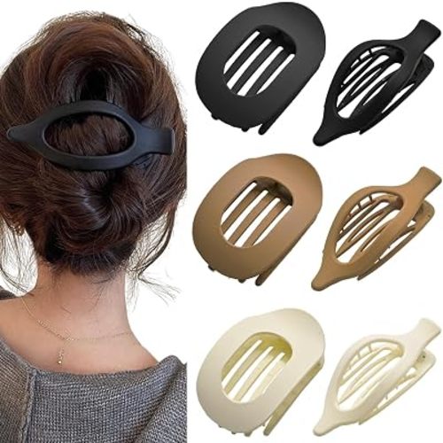 Flat Claw Clips for Women, Large Duckbill French Hair Clips, 6 Pack Non-Slip Matte Hair Accessories for Thick & Thin Hair