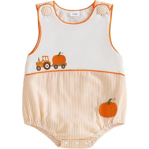 Halloween Baby Clothes Pumpkin Ghost Sleeveless Romper Overalls | My First Halloween Baby Boy Girl Outfit Newborn Pumpkin Ghost Bubble Romper Sleeveless Overalls Cute One Piece Fall Clothes