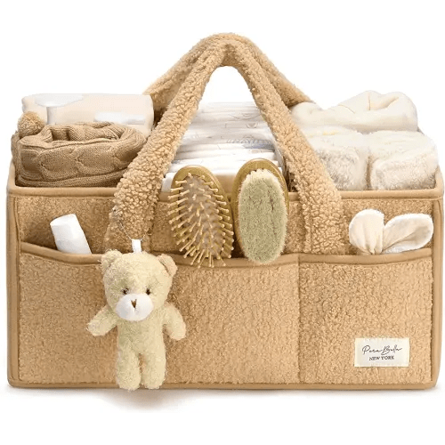 PeraBella Diaper Caddy Organizer for Changing Table, Storage Basket for Wipes, Gift for Baby Shower, Car Organizer, Nursery Organizer, Portable Storage