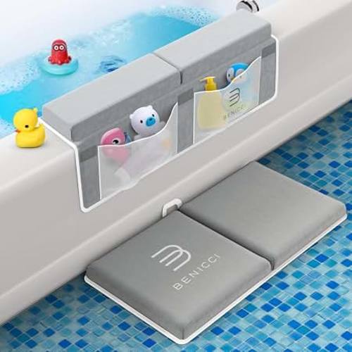 Benicci Bath Kneeler and Elbow Rest Pad Set, Kneeling Mat for Baby Bathing | Comfortable Foam with Toy Organizer Pockets, Quick Drying, Foldable, Non-Slip, Painless Knee Cushion for Parents