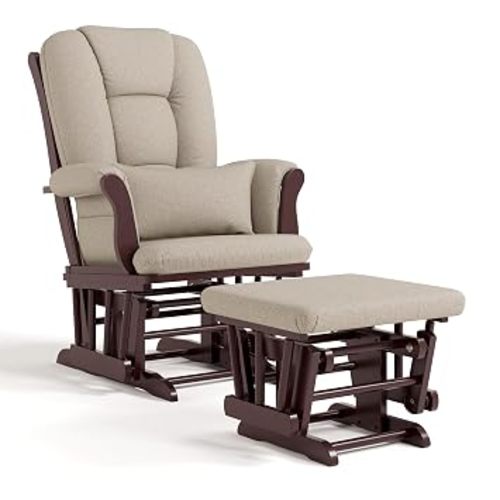 Storkcraft Tuscany Glider & Ottoman and Lumbar Pillow, Espresso/Taupe Swirl