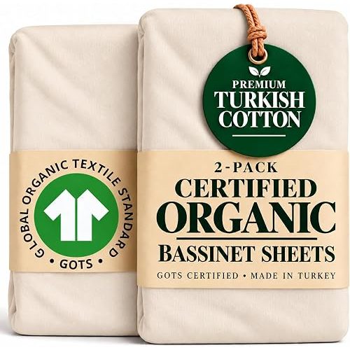 Organic Bassinet Sheets 33x20 for HARPPA Cuddly 3-in-1, BabyBond, GROWNSY