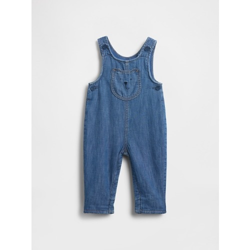 Baby Cozy-Lined Denim Bear Pocket Overalls