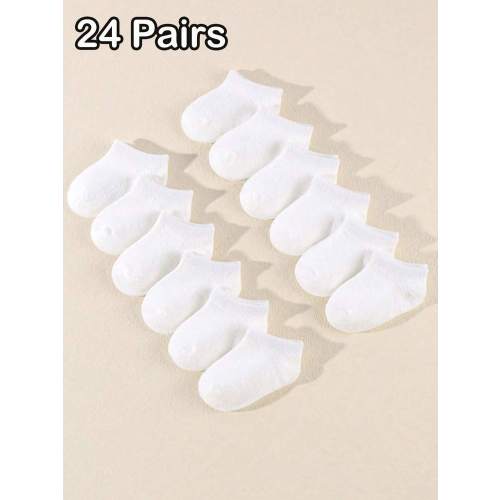 24 Pairs Baby White Socks | 12 Pairs Baby Short White Socks | Unisex Toddler Boat Socks | Simple & Casual Ankle Socks | Suitable For Baby Boys & Girls | Baby Socks | Newborn Socks | Toddler Socks | Infant Socks | Halloween Thanksgiving Christmas Xmas Gift