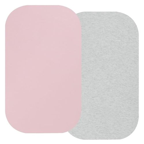 Onacosht 100% Organic Cotton Bassinet Sheets 33" x 19" Compatiable with Baby Delight Beside Me Dreamer Bassinet & Mika Mikcy Bedside Sleeper, Jersey Knit, 2 Pack Pink and Light Grey