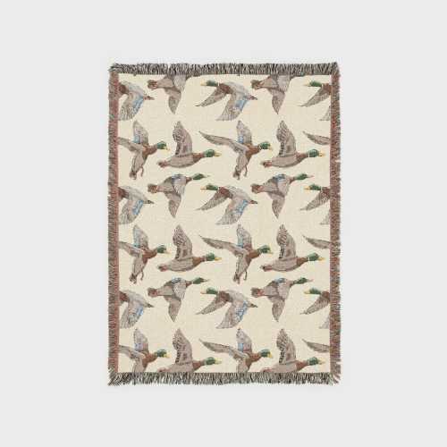 Mallard Duck Woven Blanket, Duck Hunting Throw Blanket, Rustic Cabin Decor, Vintage Duck Couch Throw, Wildlife Woven Tapestry Blanket