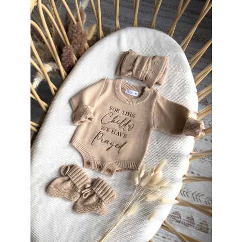 Embroidered For this Child we Have Prayed knit Romper/ Religious Baby Shower Gift, Pregnancy Announcement