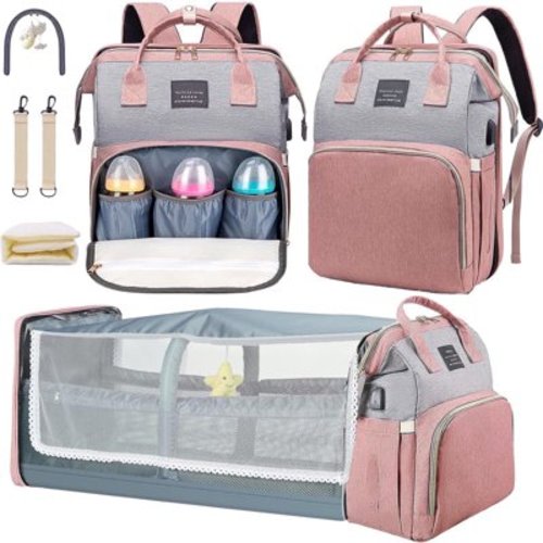 Morfone Baby Diaper Bag Backpack with Changing Station, Large Capacity Baby Bag, Waterproof Travel Backpack with USB Charging Port, Stroller Straps , Baby Shower Gifts