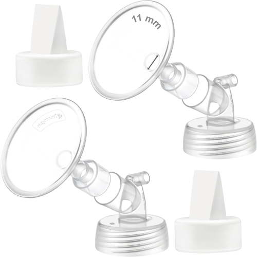 2X 11 mm Maymom Two-Piece Wide Neck Pump Parts Compatible with Spectra S1,Spectra S2 Pumps and 2 Valves; Incl Wide Mouth Flanges; Not Original Spectra Flange; (11mm Flange with Valve)