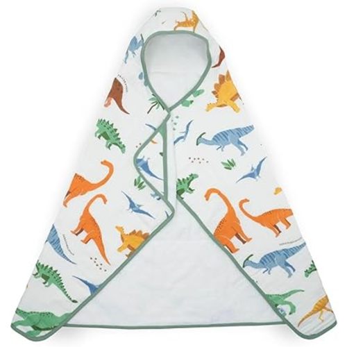 Little Unicorn Hooded Bath Towel | Absorbent Cotton & Terry Blend | Larger Size for Baby & Toddlers, 1-6 Years (Dino Names)