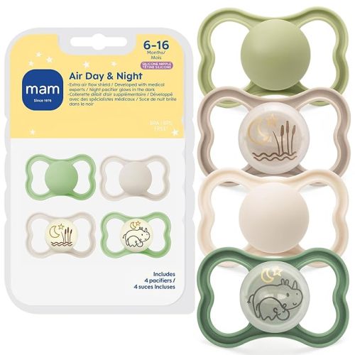 MAM Air Pacifier 6-16 Months, Extra Air Flow for Sensitive Skin, 4 Pack