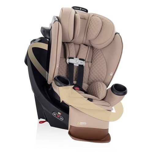Evenflo Revolve360 Extend Convertible Car Seat with 360 Degree Rotation, Extended Rear-Facing, Forward-Facing, Booster Mode, and Secure Latch Install, Travertine