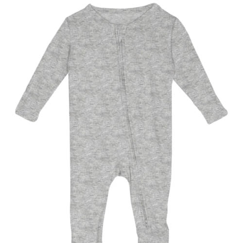 Footie with 2 Way Zipper in Heathered Mist