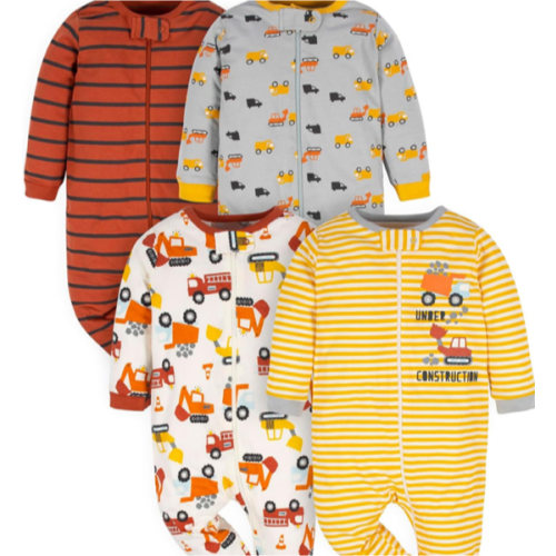 Gerber Baby Boys 4 Pack 'N Play Footie And Toddler Sleepers, Transportation Zone, 3-6 Months US
