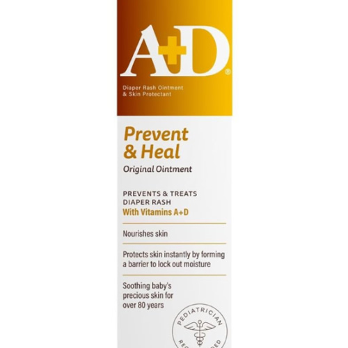 A+D Original Diaper Rash Ointment Prevents & Treats Diaper Rash, Moisturizing Skin Protectant with Vitamins A & D, Healing Skin Ointment for Dry and Cracked Skin 4oz