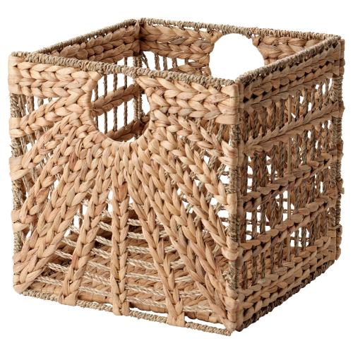LUSTIGKURRE Basket - natural water hyacinth/seagrass 32x33x32 cm