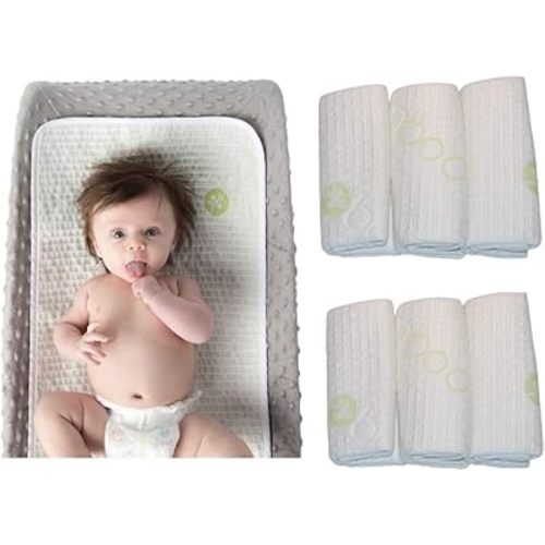 Washable Absorbent Bamboo Rayon Baby Changing Pads 6 Pack - Extra Soft Material, Reusable, Leak Proof, Stain Protective Cover- use in Diaper Bag for Traveling or in Nursery